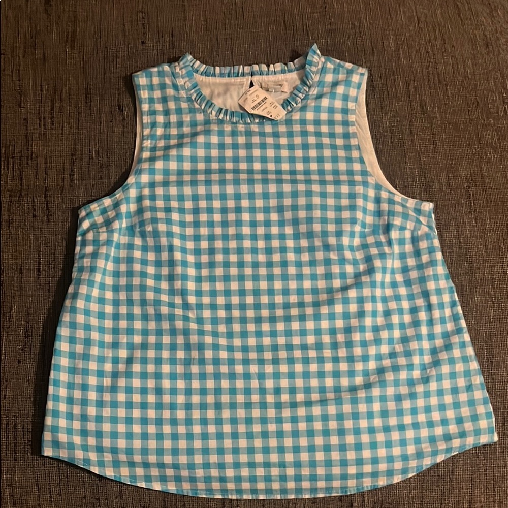 J. Crew Gingham Blue and White Sleeveless Tank